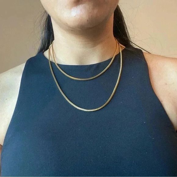 BOX Chain Necklace Rose Gold Plated Chain Layering - Picture 3 of 6